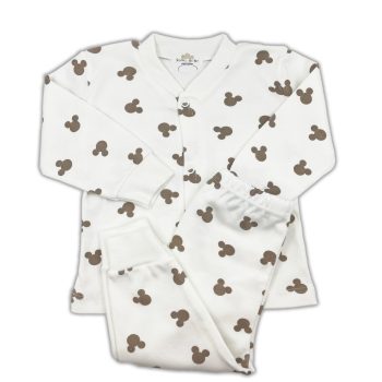 Sema Baby Mickey Mouse Bebek Pijama Takımı - Ekru 6-9 Ay